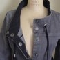 Womens M Theory Grey Denim Jacket Urban Moto Black Gray