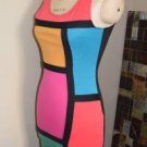 Womens S Mystique Paris New York Color Block Wiggle Dress 60s Mod Boutique