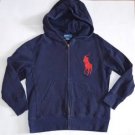 Boys size 6 8 Polo by Ralph Lauren Big Pony Navy Blue Full Zip Hoodie Jacket