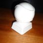 Vintage White Ceramic Baseball Bank Retro Home Decor Distressed