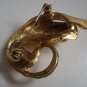 Vintage Gold Tone Tiger Cat Animal Brooch Pin