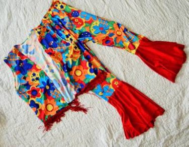Rubies Standard Size Hippie 60's Costume Pants Fringe Vest Flower Power