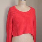 Womens size S Garage Cropped Knit Sweater Hi Lo Soft Poppy Red Grunge
