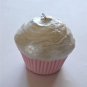 Handmade Pink White Cupcake Ornament Retro Bakery Decor Glittery Kitchen