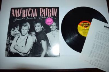 American Patrol Backseat Boogie NM Near Mint Vinyl Record + Promo Sheet