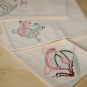 Vintage Handpainted Mythical Bird Table Napkins Linens Unused Pink Green Maroon