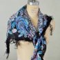 Womens Square Leopard Print Blue Purple Floral Scarf Kerchief