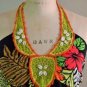 Womens S M Muchacha Tropical Halter Top Shell Crochet Detail Blouse Top