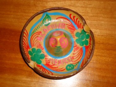 Vintage Acapulco Mexico Souvenir Ash Tray Handpainted Pottery Clay Sombrero Hat