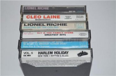 Lot 6 R&B Cassette Tapes Sly Family Stone Lionel Richie Cleo Laine Motown Harlem