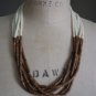Vintage Beaded Multi Layer Necklace Summer Brown White