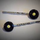 Set of 2 Handmade Vinyl Record Bobby Pins Retro Hair Clips