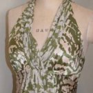 Womens 8P 8 Petite Donna Rico Green Silk Halter Top Dress