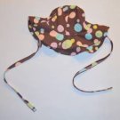 Infant Baby Girls Brown Polka Dot Sun Swim Hat Ties Under Chin