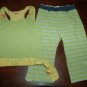 Lot 2 Girls Shilav Tomboy 4 5 6  Racerback Top Shirt Tank Green Stripe Capris