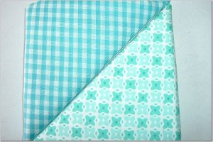Turqoise Gingham n' Crazy Box Print - Two FAT Quarters (2857)