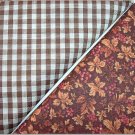 Brown Gingham n' Brown Leaf w/Berries Print - TWO Fat Quarters (2859)