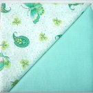 Aqua Teal Butterflies Print n' Solid Aqua - TWO Fat Quarters (2860)