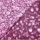 Tiny Pink Floral on Burgandy n' Matching Larger Floral Print - TWO Fat Quarters (2864)