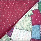 Crazy Quilt Patch Print n' Burnt Burgandy w/Dots - TWO Fat Quarters (2865)