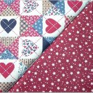 Patriotic Quilt Print n' Burgandy Stars & Dots - TWO Fat Quarters (2866)