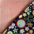 Floral Print On Black n' Orange Print - TWO Fat Quarters (2867)