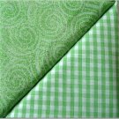 Green Gingham n' Swirl Print - TWO Fat Quarters (2871)