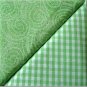 Green Gingham n' Swirl Print - TWO Fat Quarters (2871)