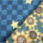 Halloween Sunflowers n' Navy Checker & Stars - TWO Fat Quarters (2873)