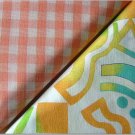 Orange Gingham n' Crazy Neon Print - TWO Fat Quarters (2874)