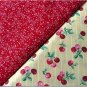 Cherries n' Red Tiny Floral  Print - TWO Fat Quarters (2875)