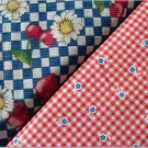 Red w/Blue Flowers n' Strawberries & Daisies - TWO Fat Quarters (2876)