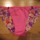 Victoria's Secret PINK Lace-Back Ex Low-Rise String Bikini Hot Pink & Floral Med