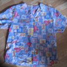 Lavender Scrub Lab Top  with Hearts Flowers Print Medium