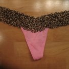 Victoria's Secret PINK  Pink Thong w/ Leopard Print Lace Waist Small