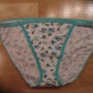 Victoria's Secret Green & Blue Floral Print (Pansy) String Bikini Medium