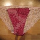 Victoria's Secret PINK Lace-Back Ex Low-Rise String Bikini Rose & Burgandy Large