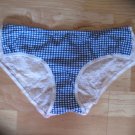 Victoria's Secret Eyelet Lace Back Navy/White Checked Low-Rise Hiphugger Medium