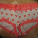 Victoria's Secret Bright Pink Hearts Grey Boy Shorts Lace Waisted Medium