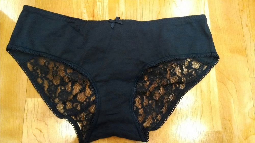 Victoria's Secret Navy Blue Half Lace Back Ruched Hiphugger w/Bows Small
