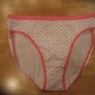 Victoria's Secret White w/ Pink & Gray Polka Dot Hi-Leg Brief Medium