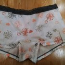 Victoria's Secret Lace Waisted White Shortie w/ Hearts & Digital Snowflakes Med