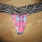 Victoria's Secret PINK Tiger-Striped Lace-Waisted Geo Print Thong Large