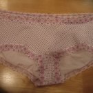 Victoria's Secret White Boyshort w/ Purple Polka Dots Floral Lace-Edged Large