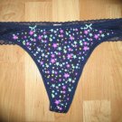 Victoria's Secret Navy Blue Lace Side/Back Thong w/Planets & Stars Large
