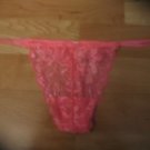 Victoria's Secret PINK Bright Peach All Lace Extra Low Rise V-String Large