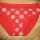 Victoria's Secret Lace-Waisted Brief Red w/ Silver Snowflakes Medium