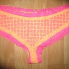 Victoria's Secret PINK Lace Edged Ex Low Rise Cheeky Neon Pink/Orange XSmall