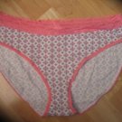 Victoria's Secret Gray Pink Navy White Geometric Print  Lace Waisted Brief Large