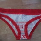 Victoria's Secret  Low Rise Cheekini Orange/Peach/White Snowflakes Medium